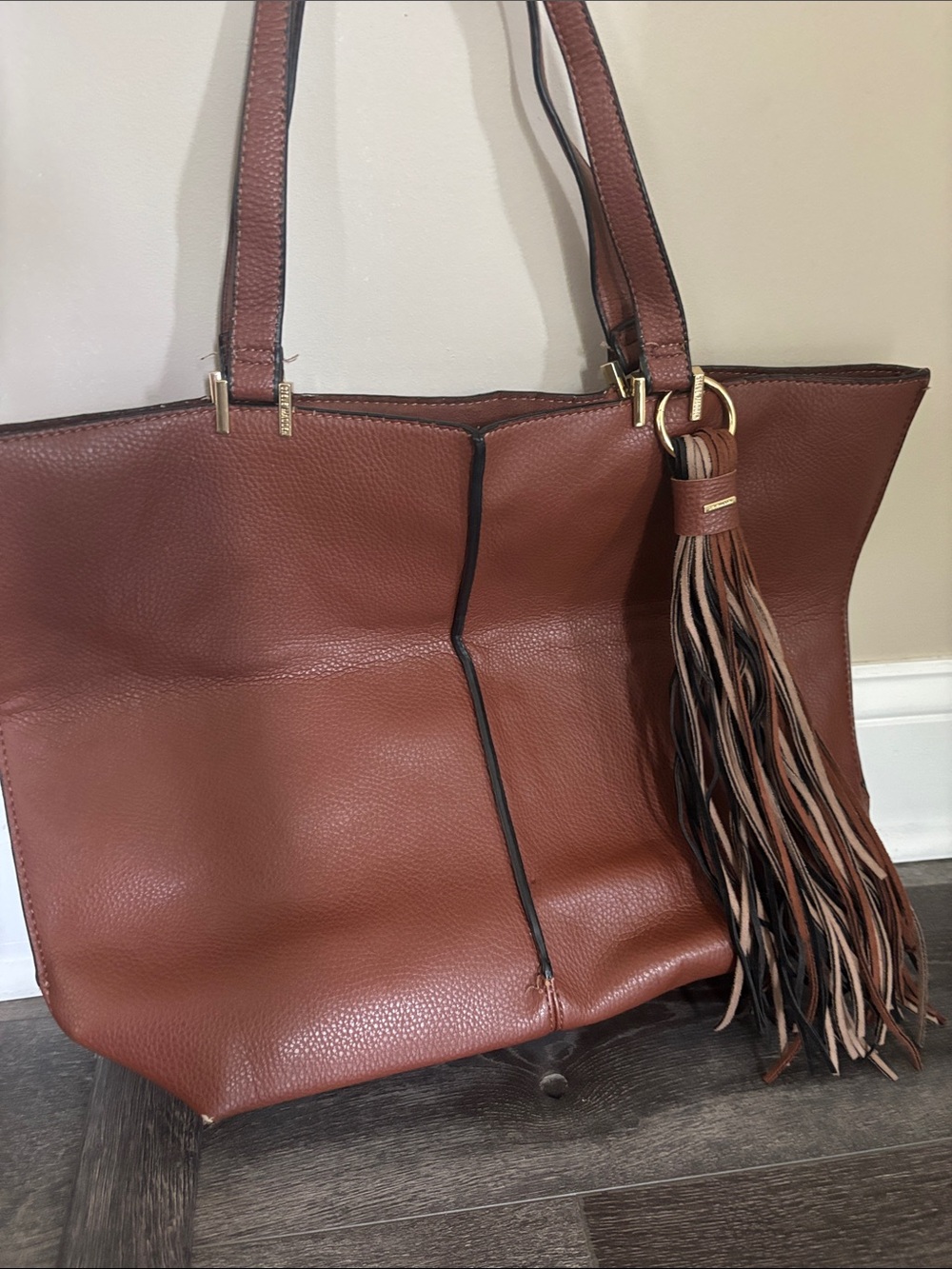 Vintage Steve Madden Brown Leather Tassel Tote Bag